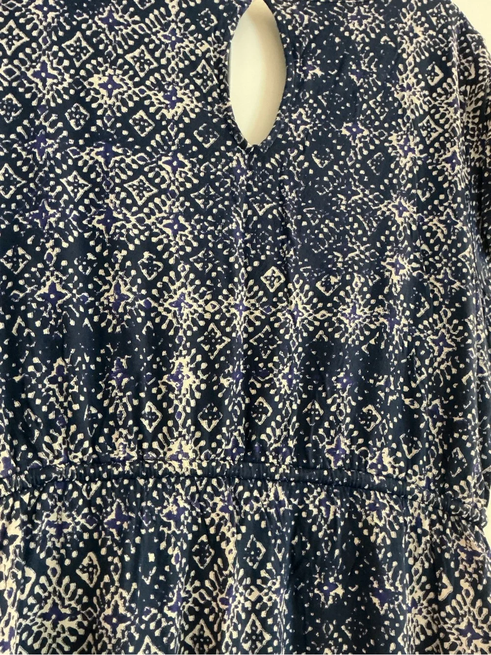 Women's Navy Printed Short Sleeve Tie-Waist Dress - Picture 4 of 4